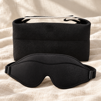 Black canvas bag and F209 contoured sleep mask
